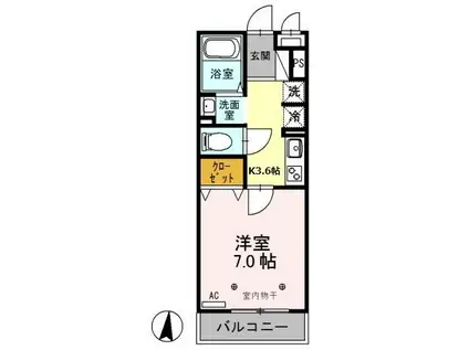 フルールさくらII(1K/3階)の間取り写真