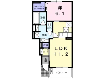 ライグッドV(1LDK/1階)の間取り写真