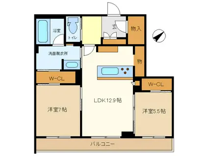 ドエルアーバンII(2LDK/2階)の間取り写真