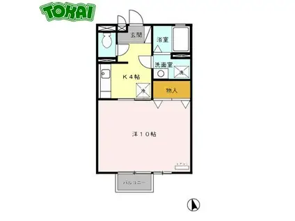 MSCOURT(1K/1階)の間取り写真
