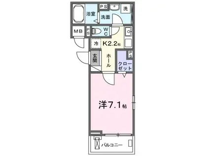フォルトゥーナ(1K/3階)の間取り写真