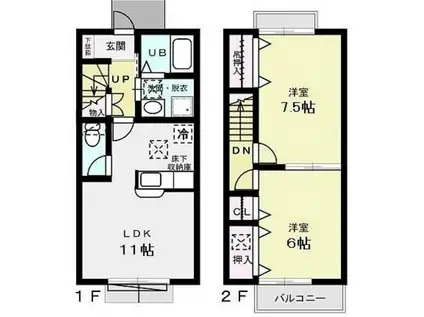 クレール A(2LDK/1階)の間取り写真