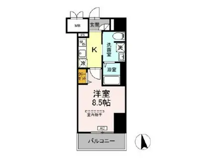 グランディオ医大前(1K/9階)の間取り写真