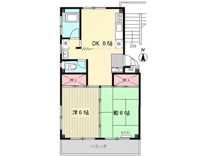 蔭山ビル(2DK/4階)の間取り写真