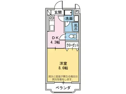 アン・ソレイエ(1DK/2階)の間取り写真
