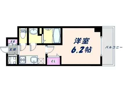 エスリード難波グレイス(1K/2階)の間取り写真