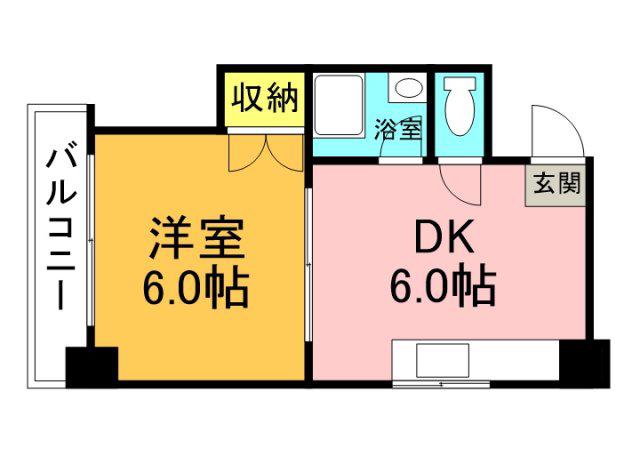1975BLDG.昭和町 (1DK/4階)の間取り写真