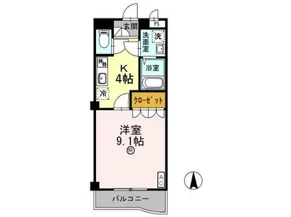 DEARCOURT(1K/2階)の間取り写真