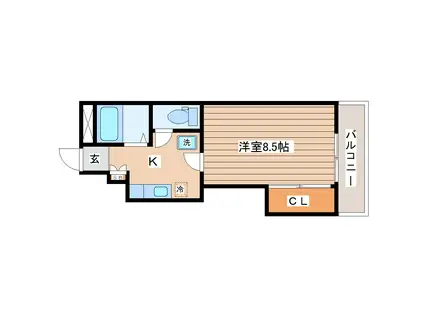 メゾンブランシュ2(1K/1階)の間取り写真