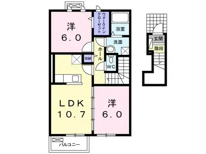 ウィステリア・K(2LDK/2階)の間取り写真