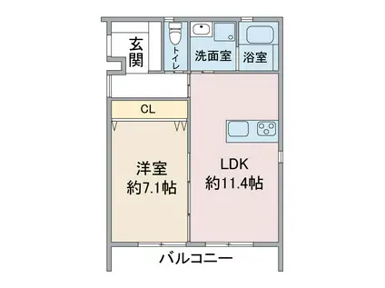 CHAT NOIR 白鳥(1LDK/2階)の間取り写真