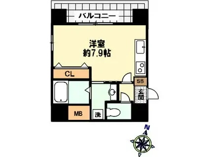 プリオーレ春日野道(ワンルーム/7階)の間取り写真