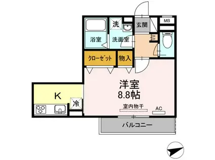D-ROOM門前(1K/3階)の間取り写真