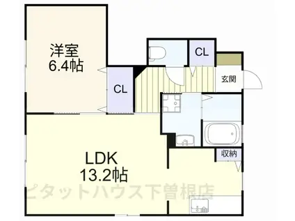 エーアスト湯川B棟(1LDK/1階)の間取り写真