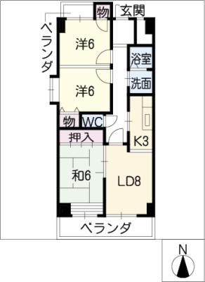 メゾン桜山(3LDK/10階)の間取り写真