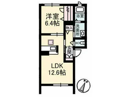 REFISIA GARDEN上安 I番館(1LDK/1階)の間取り写真
