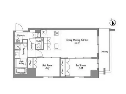 ENETIAL代官山(2LDK/8階)の間取り写真