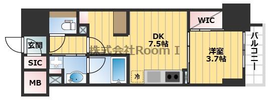ザ・パークハビオ谷町六丁目クロス(1LDK/3階)の間取り写真