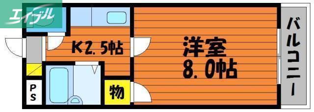 クレセール下伊福(1K/3階)の間取り写真