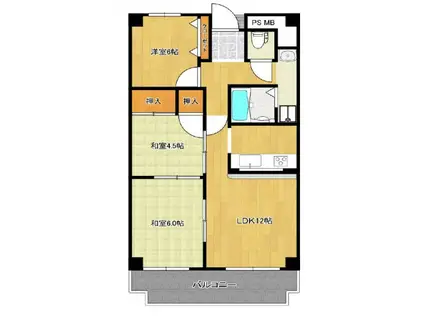 サンメゾン忍海(3LDK/3階)の間取り写真