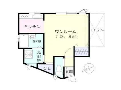 HANA 秋桜(ワンルーム/2階)の間取り写真