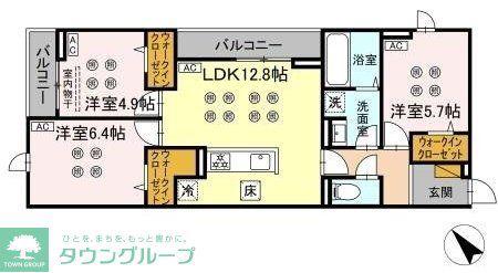 D-KISARIA WI(3LDK/1階)の間取り写真