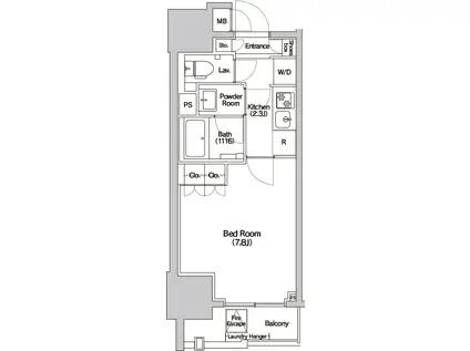 HALUWA芝公園(1K/8階)の間取り写真