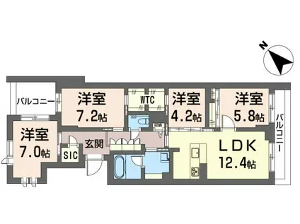 フェリシード野沢(4LDK/2階)の間取り写真