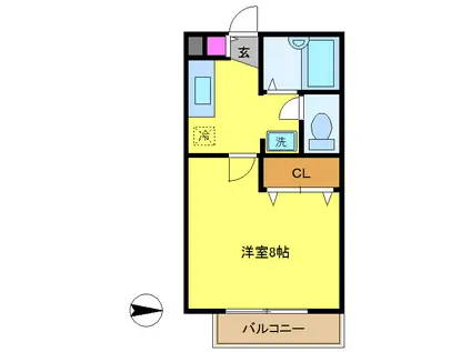 グロオリー多摩川(1K/2階)の間取り写真