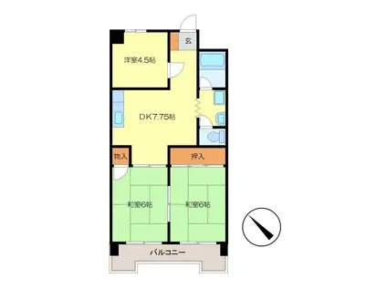 中央ビル(3DK/3階)の間取り写真