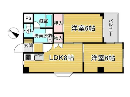 ラフェスタ小山(2LDK/4階)の間取り写真