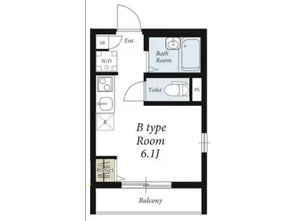 リブリ三幸(ワンルーム/2階)の間取り写真