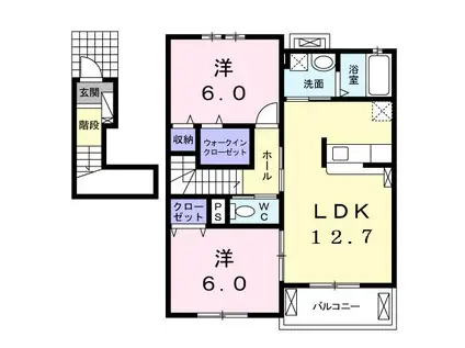 アクティフ ジェルメIII(2LDK/2階)の間取り写真