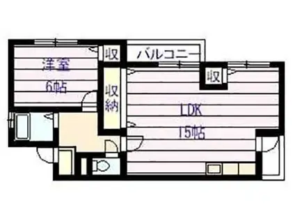 サンライズイナヤマB棟(1LDK/4階)の間取り写真