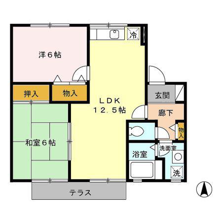 セジュール松泉B(2LDK/1階)の間取り写真