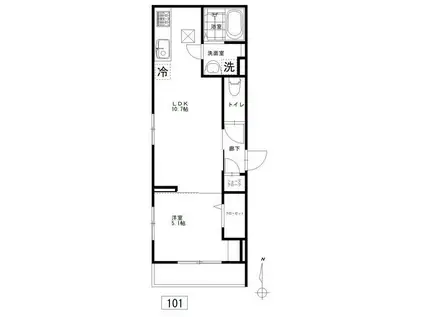 イーストピークヴィオレ(1LDK/1階)の間取り写真