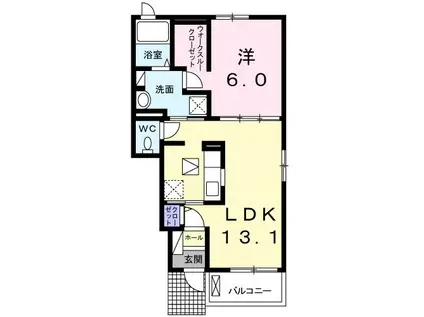 ラッフィナート(1LDK/1階)の間取り写真