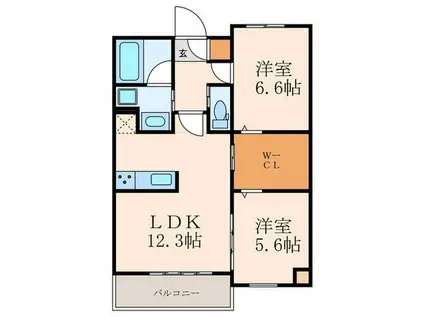 PINOCCHIO長尾2丁目マンション(2LDK/13階)の間取り写真