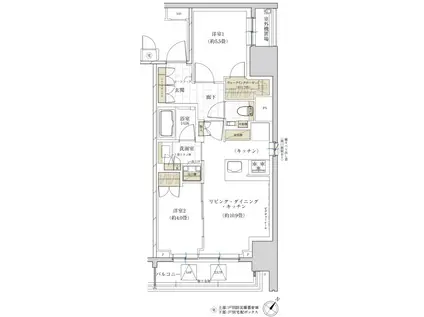ザ・パークワンズ日本橋人形町(2SLDK/6階)の間取り写真