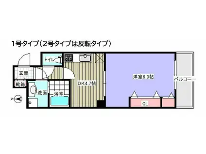 HUGE1(1DK/6階)の間取り写真