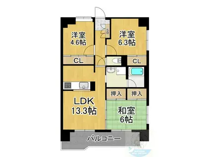 パインパレス(3LDK/5階)の間取り写真