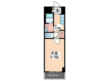 ルーナパッソ(1K/6階)の間取り写真