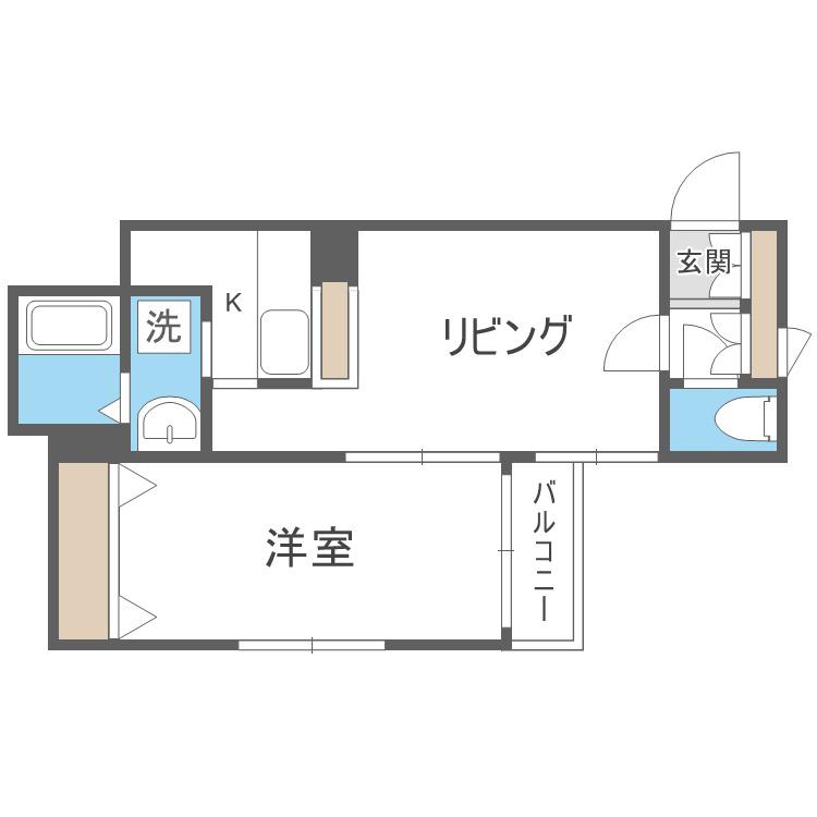 エルミタージュ(1LDK/2階)の間取り写真
