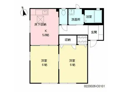 メゾンド・カイロウ C棟 C(2K/1階)の間取り写真