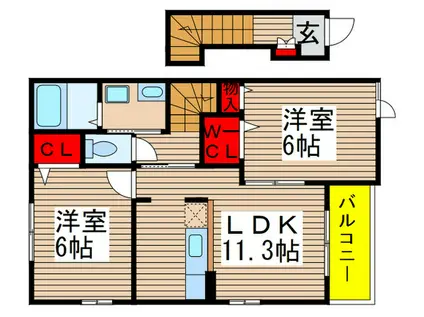 ハーモニーコートD(2LDK/2階)の間取り写真