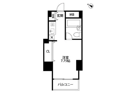 メゾン・ド・ヴィレ麻布台(1K/12階)の間取り写真