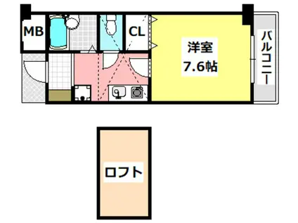 ヴィユーフルーヴII(1K/4階)の間取り写真