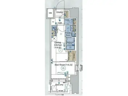 ガリシアレジデンス品川パークサイド(1DK/5階)の間取り写真