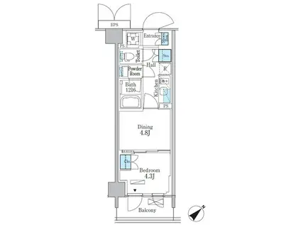 パークアクシス品川南大井パークフロント(1DK/6階)の間取り写真