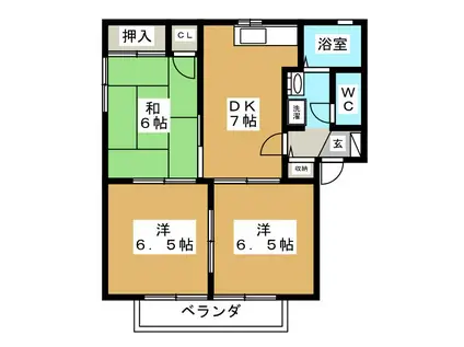 エトワール A(3DK/2階)の間取り写真